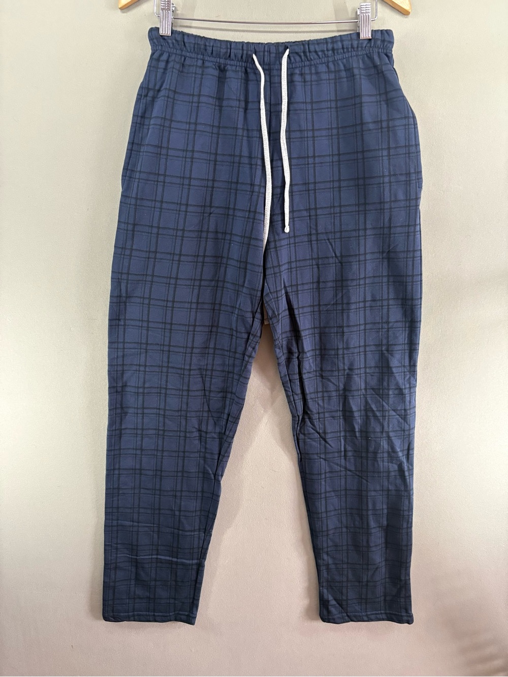 Frette 1860 Made Italy Men Pajama Pants Size Medium Blue/Black Plaid Cotton